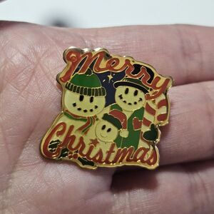 Merry Christmas Snowman Enamel Holiday Pin